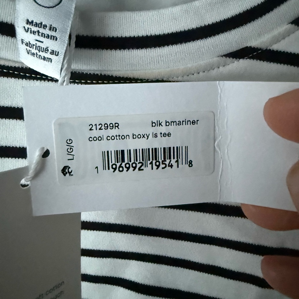 SPANX Black and‎ White Striped Long Sleeve Tee - Picture 4 of 5